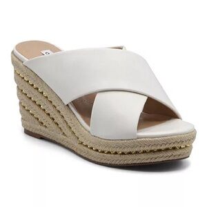 NWT Charles David White Crisscross Espadrille Wedge Slide